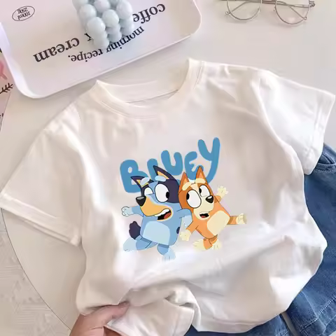 Pure cotton boys' and girls' short-sleeved T-shirt summer 2026 new bluey cartoon children's baby sho