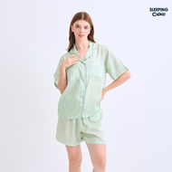 ชุดนอน SLEEPING CLOUD | ชุดนอน 100% LYOCELL ผ้านุ่ม เย็น ใส่สบาย : แขนสั้น ขาสั้น :  one stripe WEDN