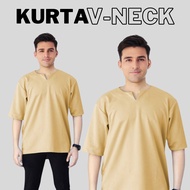 🍁 Kurta Lelaki  Viral V-Neck  Lengan Pendek  Material Como Crepe  Collection By SR Textiles