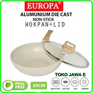 Europa Wok Pan Non-Stick Marble Frying Pan 30cm+lid