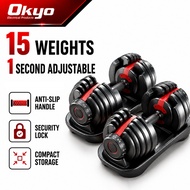 Dumbbell adjustable 5.5kg11kg24kg40kg Dumbel angkat berat Quick adjust weight lifting training Gym