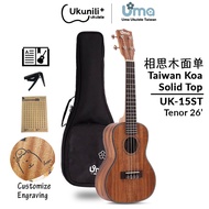 Uma Ukulele 26' Tenor Acacia koa Solid Top  UMA UK-15ST