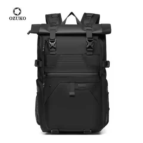 OZUKO Multi-functional Backpack Men's Large Capacity Student Schoolbag Simple Travel Waterproof Back