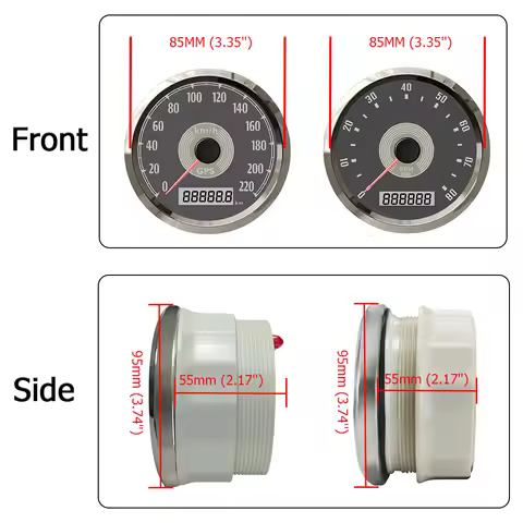 ELING 85mm GPS Speedometer 0-160MPH 220km/h + Tachometer 0-8000RPM with Red Yellow Backlight for Car