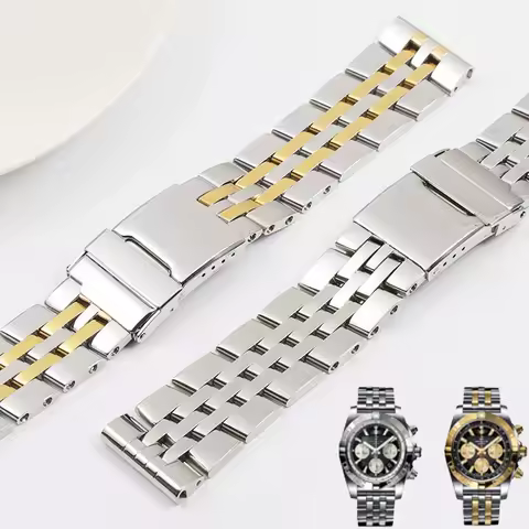 Solid Stainless Steel Watch Band 20mm 22mm 24mm Bracelet For Breitling Watch Strap for AVENGER NAVIT