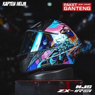 KAPTEN Helm NJS ZX-1R GT MOTIF PAKET GANTENG CLEAR IRIDIUM Helm Full Face SNI
