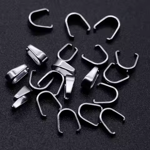 50pcs/lot 316 Stainless Steel Jewelry Pendant Clip Pinch Bail Connector Buckle Wholesale Connectors 