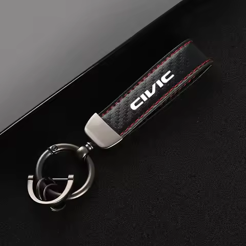 Leather car keychain horseshoe buckle jewelry key chain for Honda CIVIC 10th gen 8th gen with logo C