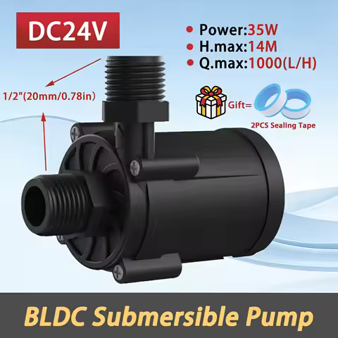 Brushless DC 24V 1000L/H 35W Submersible Pump Water Heater Booster Pump 1/2" External Threaded in An