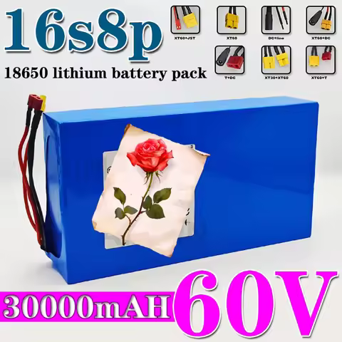 60V battery 3000mAh high-power 16S8P battery pack 2000W 67.2V lithium battery with built-in BMS
