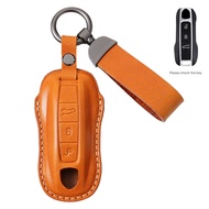 Suitable for Porsche Cayenne key shell Macan Panamera 911 key chain cowhide key cover