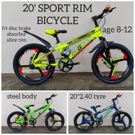 VVM: BASIKAL SPORT RIM 20' MTB KIDS BASIKAL BUDAK DISC BRAKE ABSORBER SPORT RIM BESI 20BEGOOD