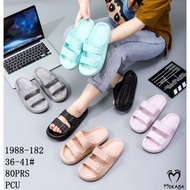 Jelly Slop Sandals Men's and Couple's Tire 2 Buckles Thick Soft Pastel Color Cool Elegant Casual Imp