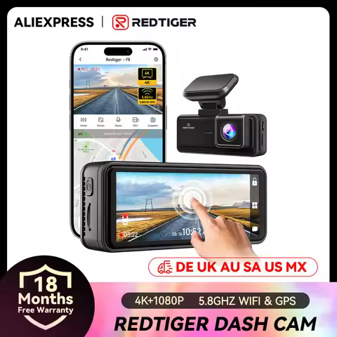 REDTIGER F8 4K+1080P 5.8G WiFi Dash Cam Front and Rear GPS Dash Camera for Cars Front Night Vision C