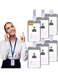 6 Piezas Organizador de Trabajo, Vertical de Porta Credencial con Cordón para Tarjeta de Identificación, Gafete para Credencial Deal para Oficina, Negocios, Útiles Escolares, Trabajo