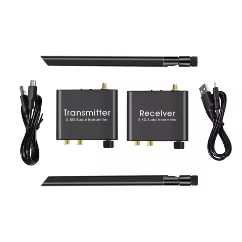 5.8G RCA Wireless Audio Transmitter and Receiver With 3.5mm R/L RCA Wireless Audio Adapter For DVD T