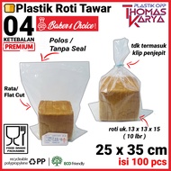 Plastik OPP 25x35 Tanpa Seal isi 100 Kantong Roti Tawar 370gr Polos Non Lem Bening TEBAL