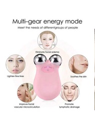 1入組新款女士面部EMS微電流滾輪美容儀器，用於提拉皮膚、緊緻、去皺紋，電動美容器具