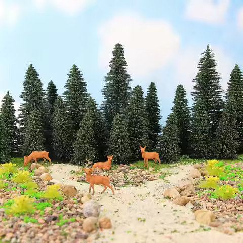 Model Pine Trees Green Pines H0 N Z Scale 1:87 Model Moose Deer Model Railway Layout Mini Scenery S0