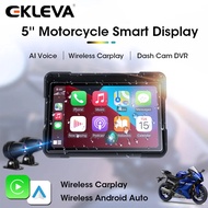 EKLEVA 5มอเตอร์ไซค์ Inch DVR ไร้สาย Carplay & Android IPX7รถยนต์กล้องหน้าและกล้องหลังหน้าจอการแสดงผล