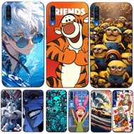 case For Samsung Galaxy A50 A50S A30S Case Silicon Phone Back Cover Soft black tpu Lovely otter with colorful flowers