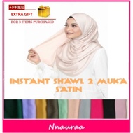 ❤️SHAWL INSTANT 2 LOOPS TUDUNG SARUNG 2 MUKA SATIN CREPE❤️