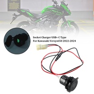 ที่ชาร์จซ็อกเก็ต12V USB + C แบบใส่ได้พอดีกับ Kawasaki Versys 650 2022-2024