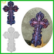 Yuf Carved Cross Epoxy Resin Mold DIY Decoration Mold Table Ornament Making Tool
