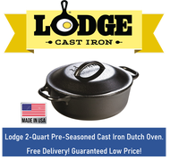 Lodge Pre-Seasoned, 2-Quart, Cast Iron Dutch Oven / Pan/ Pot. Made In USA. Guaranteed Low Price! Free Delivery! Local Seller!