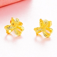 Sand Gold Copper Plated 24k Gold Bow Earrings Female Network Earrings 9.29