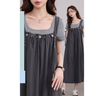 Ord- Set of 2 details A-shaped halter camisole concealing light gray short-sleeved shirt with 4-seas