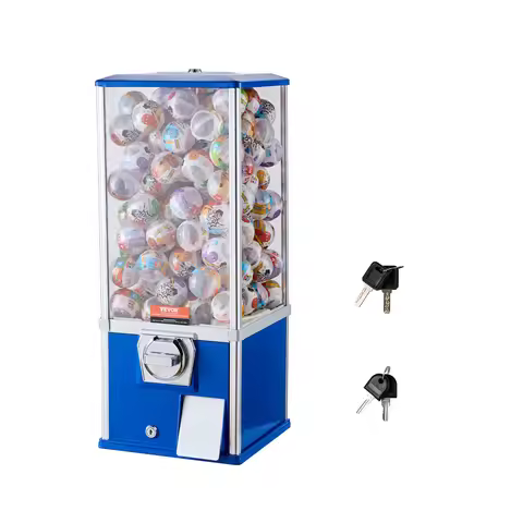 SucceBuy 25inch Gumball Machine for Kids PS 230 Capsule Toys Rectangle Blue For Game Stores Coin Ope