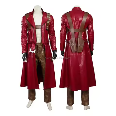 ABC123Devil Cos May Cry 3 Cosplay Costumes Dante Men's Game Uniforms Wig Red Long Poncho Jacket Set