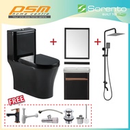 Sorento Black One Piece Design Wash Down Toilet Bowl WC Stainless Steel Basin Cabinet Black Package 