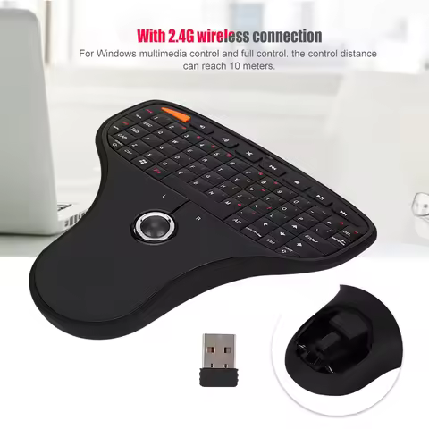 N5901 QWERTY Keyboard Trackball 2.4G Wireless Mini USB MultiMedia Keyboard for TV Computer QWERTY Ke