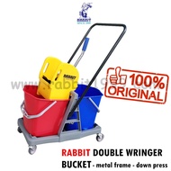 DOUBLE WRINGER BUCKET - chrome steel / plastic - down press - double wringer bucket trolley / double