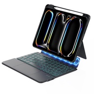 Case with Keyboard Detachable, Rugged Protective Case with 7-Color Backlit Keyboard, Multi-Touch Tra