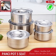 Panci Set Stock Pot Panci Susu Mini Stainless Steel Panci Sup Soup Pot Baskom dengan Tutup Stainless