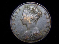 tf-1879年香港(Hong Kong)一仙(One Copper Cent)銅幣(英女皇維多利亞歌德像Queen Victoria Gothic Version)
