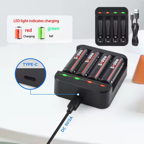 Soshine 1.5V AA AAA Battery Charger with LED Indicator Light Smart Charger Suitable for 1.5V AA AAA 
