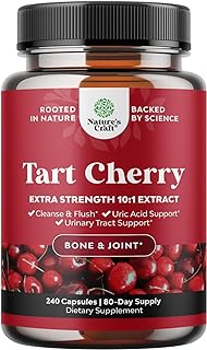 Tart Cherry Capsules for Joint Support - Tart Cherry Extract Antioxidant Supplement for Uric Acid Cleanse Sleep Aid and Muscle Recovery - Anti Aging Joint Health Supplement for Uric Acid Support