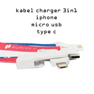 IPHONE 3 in 1 charger cable - micro usb and type-c phone