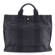 二手愛馬仕 Herline Tote MM 手提包，尼龍帆布，法國製造，灰色，A4 尺寸，拉鍊，男女通用。