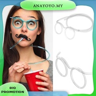 [anayoyo.my] Silly Straw Glasses Reusable Crazy Funky Drinking Tube Plastic for Kids Party