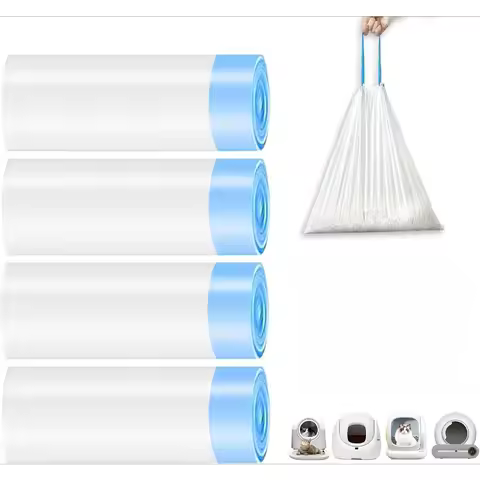 Cat Litter Box Liners for Self-Cleaning Cat Litter Box Thicken Drawstring Trash Bags for Automatic R