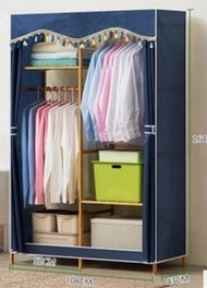 全城熱賣 - 落地楠竹實木掛衣架衣櫃(深藍108cm款)