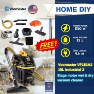 VACMASTER VF1515HJ 15L 1500W Industrial 2 Stage Motor Wet & Dry Vacuum Cleaner w/ accessories