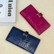 JS0025-Hermes 73寶石藍croco shine鱷魚皮 H銀扣bearn wallet長夾