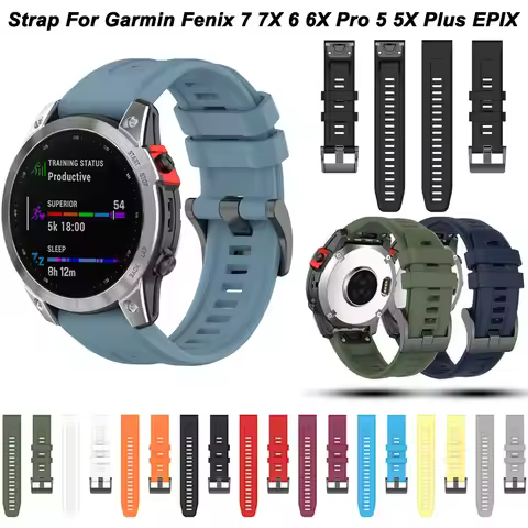 26 20 22MM Silicone QuickFit Watchband Strap For Garmin Fenix 7X 7 7S 6X 6 6S Pro 5 5X Plus Epix 2 S