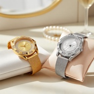 DQG Women's 1/2-Pack Quartz Watch, Zircon-Look Dial & Steel Mesh Band (No Gift Box)  DQG 1/2 Pek Jam